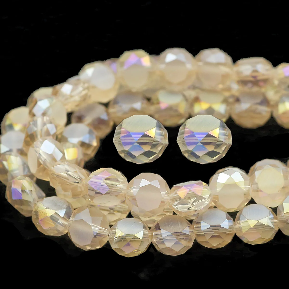 Flache runde Brotform österreichische Kristallperlen Champagner AB farbig 6/8 mm für DIY Schmuckherstellung Armband Halsketten Zubehör