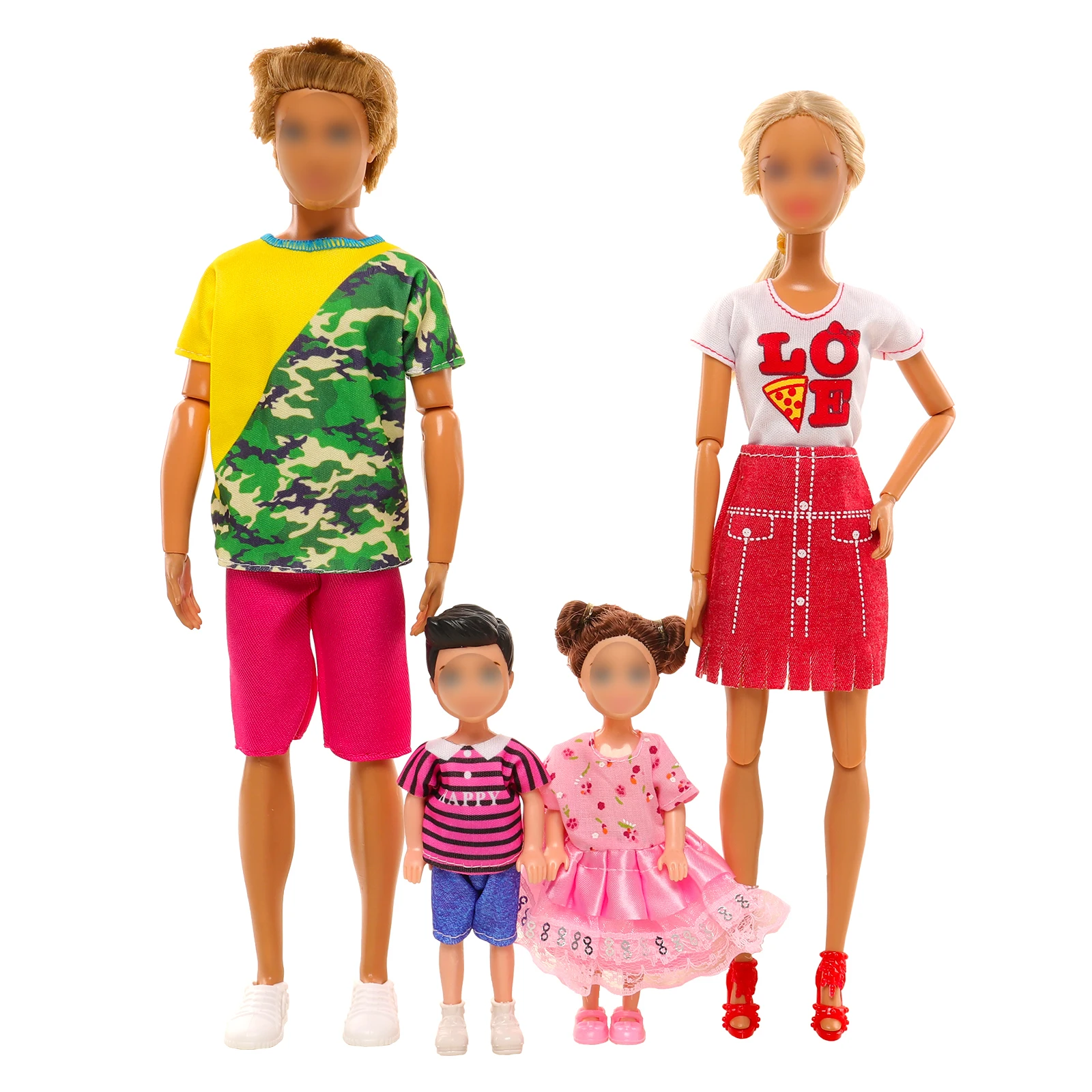 Barwa 4 Sets Doll Clothes Dress Parent Child Casual  Tops and Pants