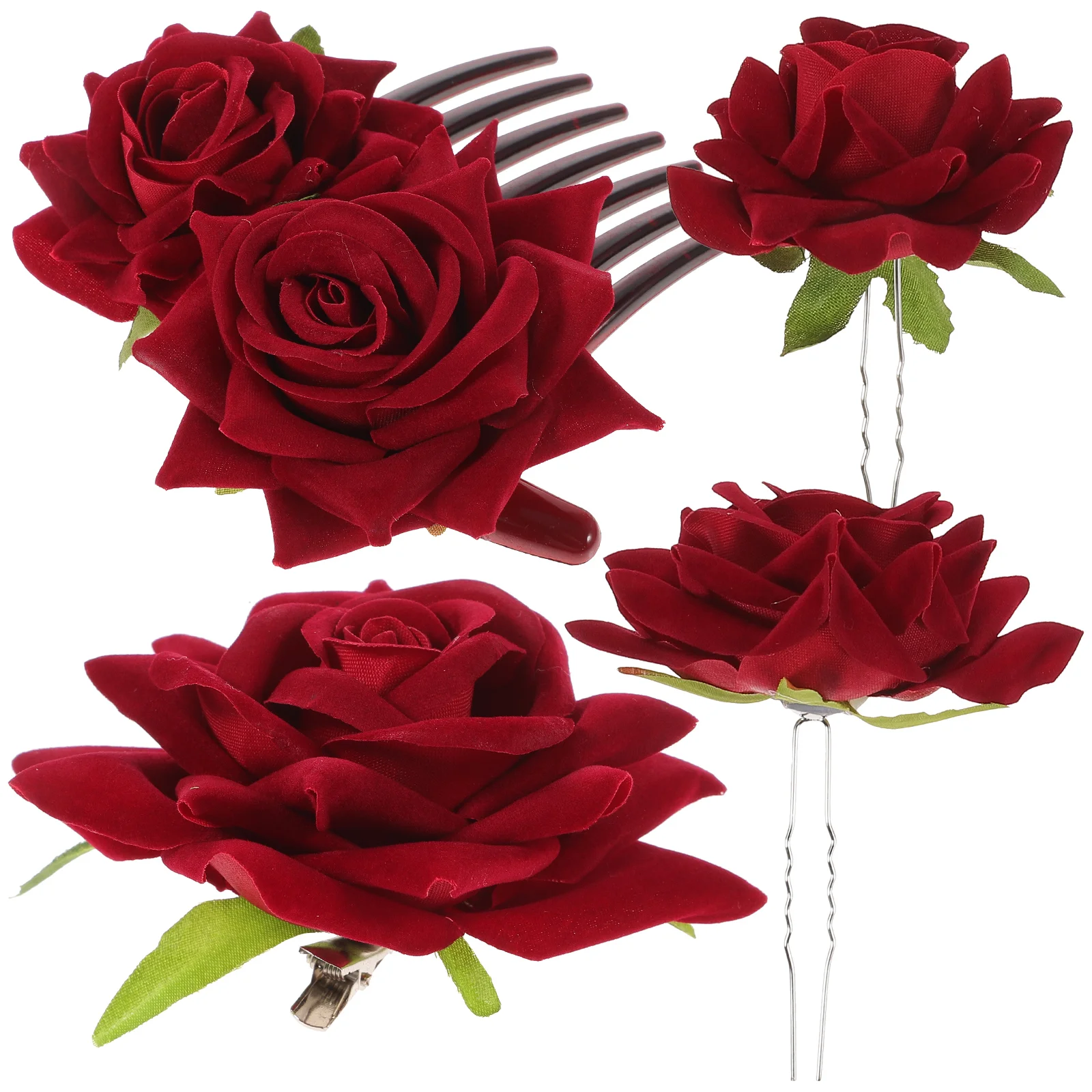 

Rose Hair Clip Wedding Accessories Hairpin Red Rose Headdress Headdress Plush Fabrics Jewelry