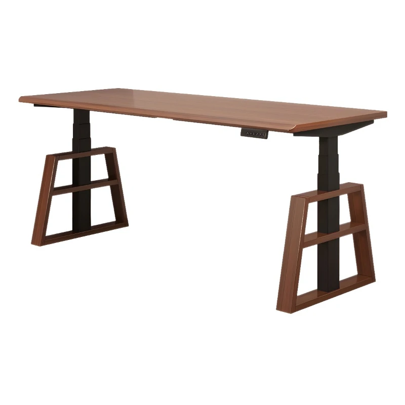 Solid wood electric lifting dual motor computer desk home learning game e-sports office