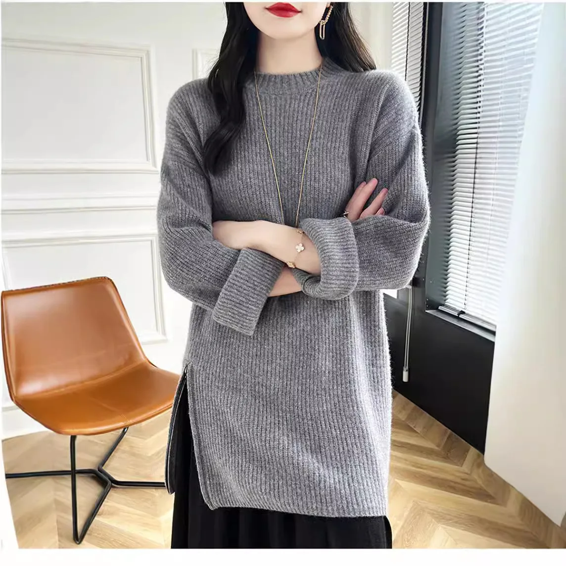 

Fashion Knitted Top 2025 Autumn/Winter New Style Loose Striped Cudgelet Round Neck Knitted Sweater Lazy Hoodie Casual