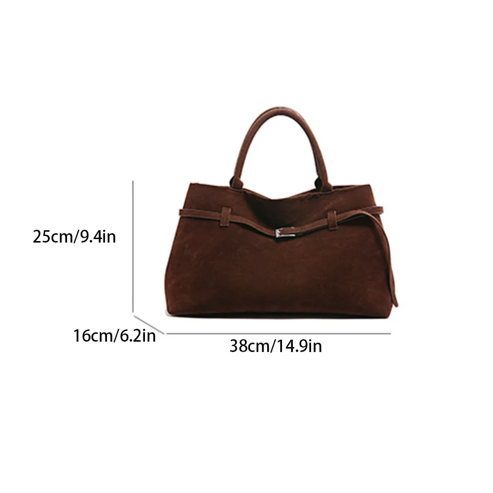 Buckle design solid color suede imitation handbag large capacity casual handbag women's Bolsas Femininas hot selling bag-ll