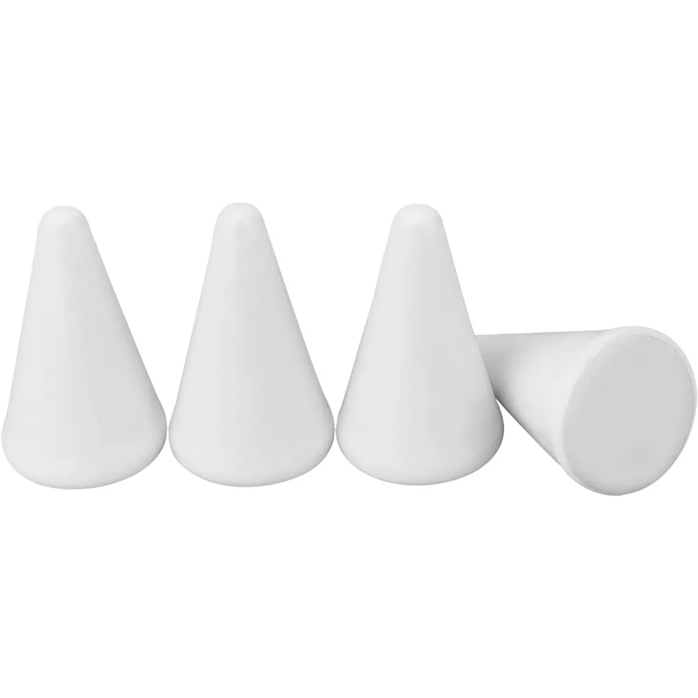 4Pcs Porcelain Ring Holder Tower White Ceramic Cone Shape Decorative Display Stand for Jewelry Display Porcelain Ring Setting