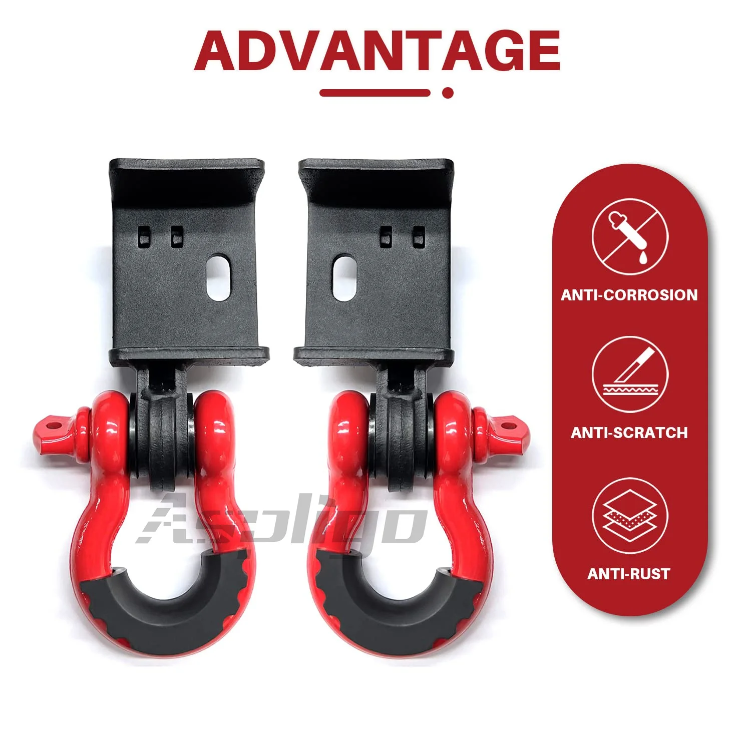 Aspligo Demon Front Tow Hook Mount Shackles 3/4 Inch Shackles Fit for Toyota Tacoma 2009-2023 Tow Hook Brackets