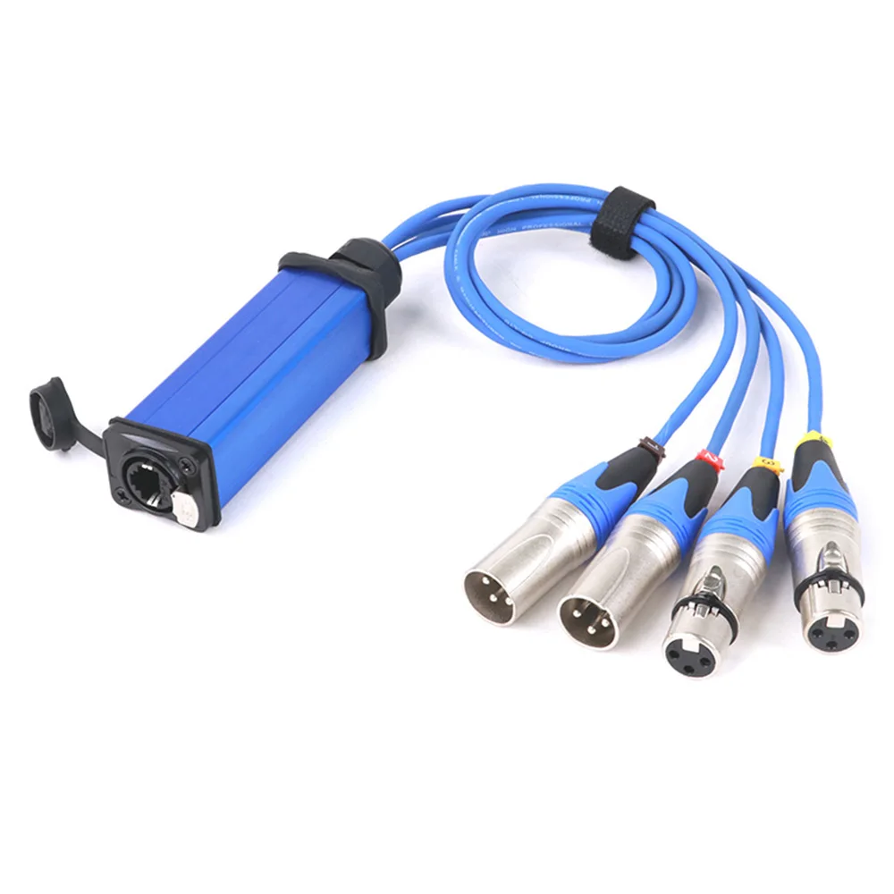 STP RJ45 Cat6 Ethernet Extender naar 4 Kanaals 3Pin XLR 2 Mannelijke + 2 Vrouwelijke Multi Netwerk Ontvanger voor Live Podium, Opnamestudio