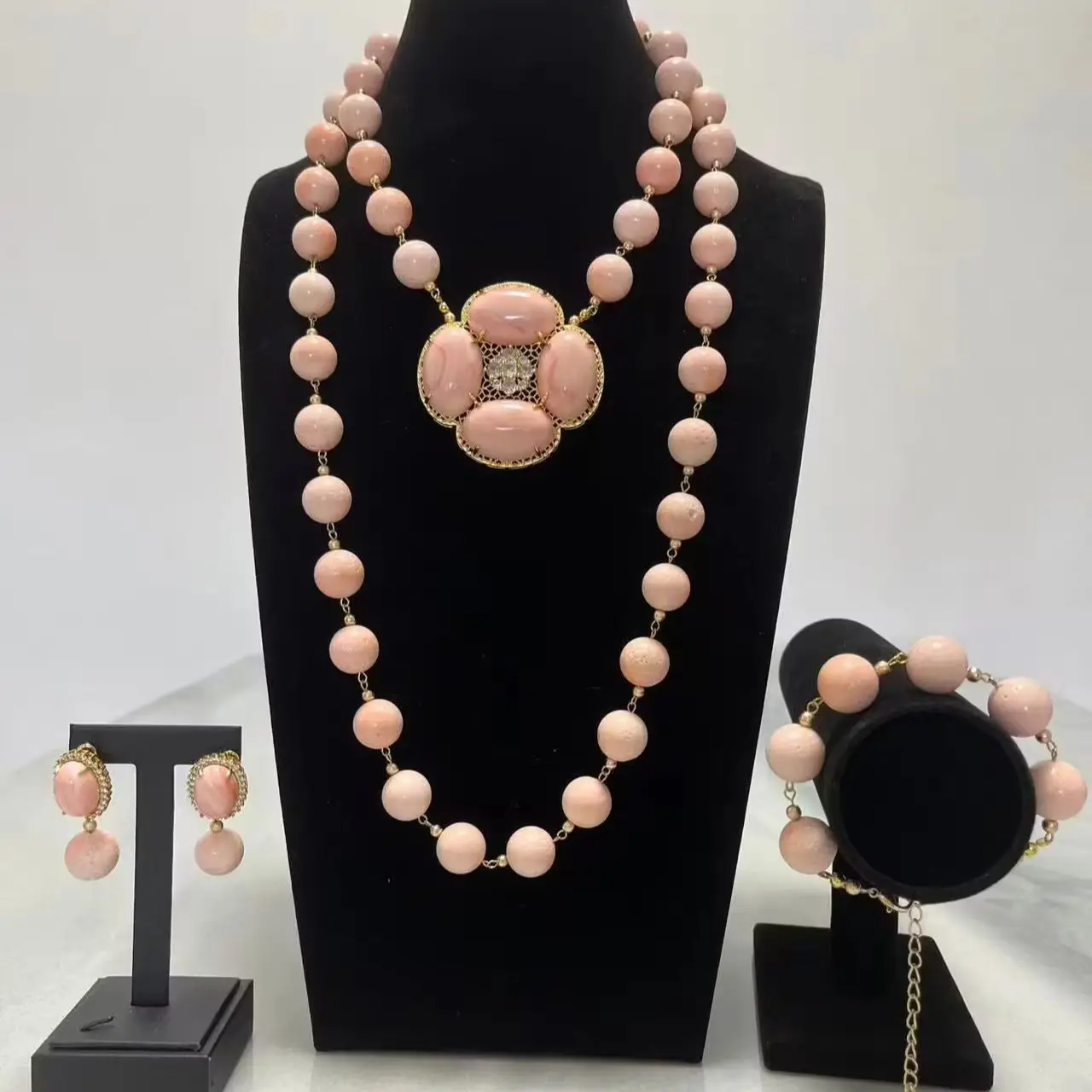 African Traditional Ethnic Coral Beads Jewelry Set For Nigerian Wedding Party