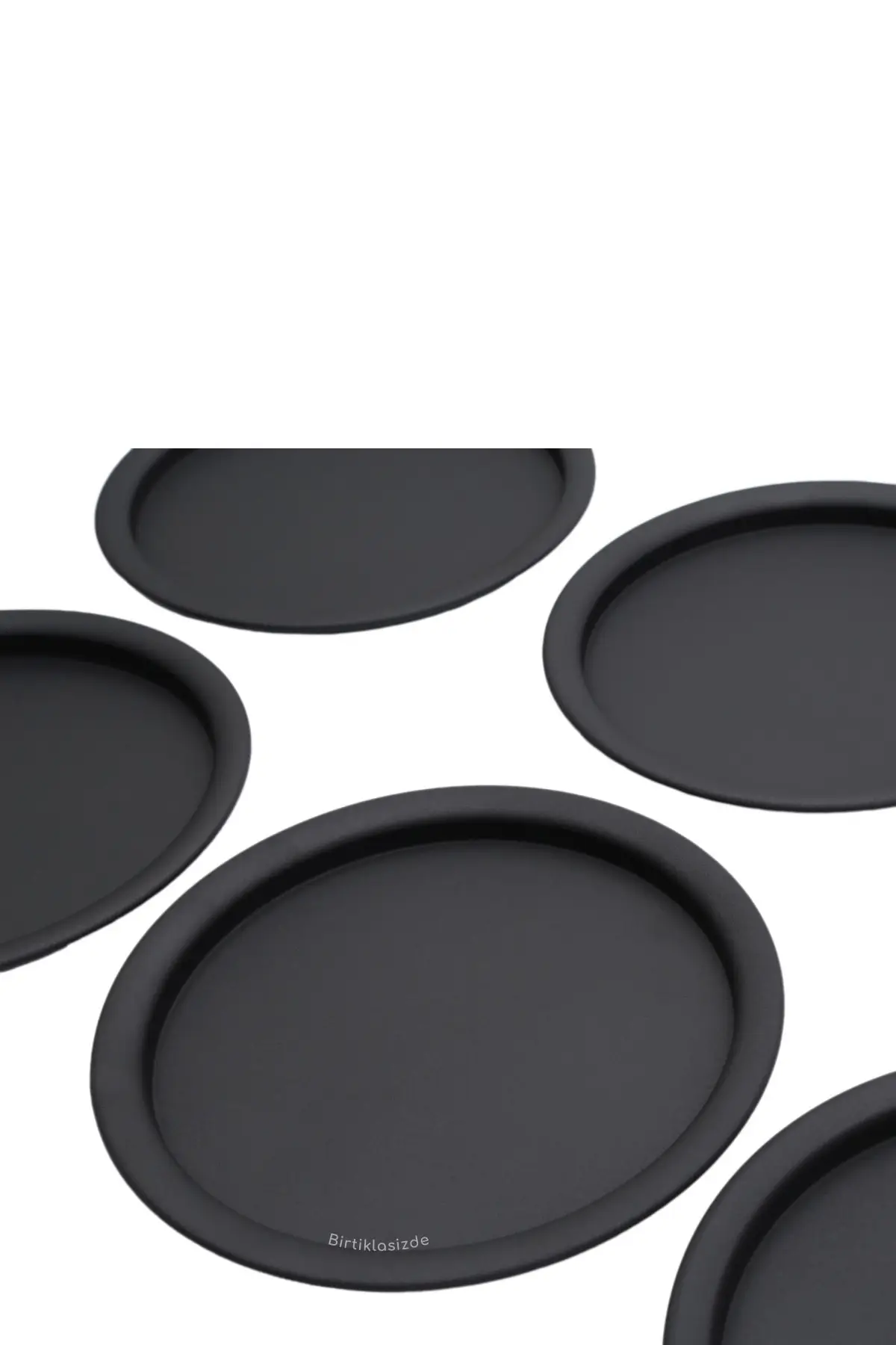 

6 pcs 24 Cm black Metal round Tea, coffee, cake, serving tray decorative presentation Te luxury 2022 tray Tea tray