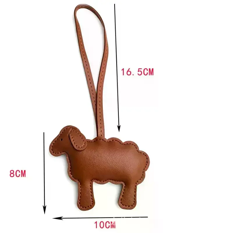 PU Leather Sheep Bag Pendant Creative Keychain Lanyard Bag Accessory Car Keyring Charm Sheep Year Gift