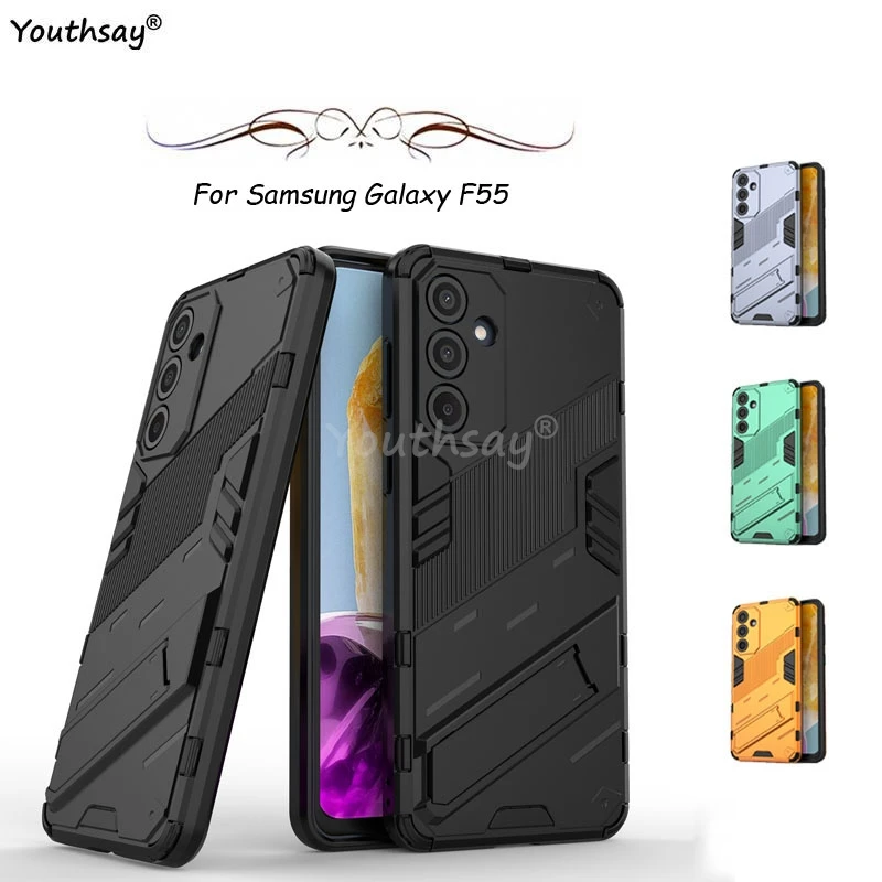 For Samsung Galaxy F55 Case Protective Phone Holder Case Samsung Galaxy F55 Cover Invisible Bracket TPU Armor Samsung F55 Case