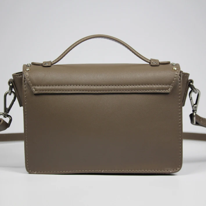 Korean Style Casual Leather Women's Handbag Small Square Crossbody Bag Retro Mail Bag Single Shoulder Slant Bag Cowhide Backp...
