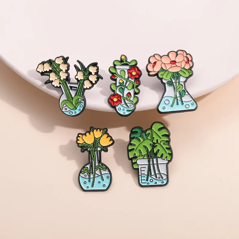 plant flower pot Enamel Pin Funny Brooch Cartoons Badge for Bags Jeans Hoodies Denim Lapel Pin Jewelry Kids Best Gift