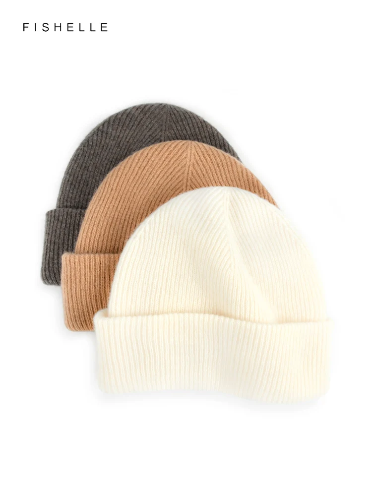 Simple Solid Color Double Layer Thickened Wool Hat Women\'s Winter Warm Knitted Hats Men\'s Beanie Caps For Men Luxury Gifts