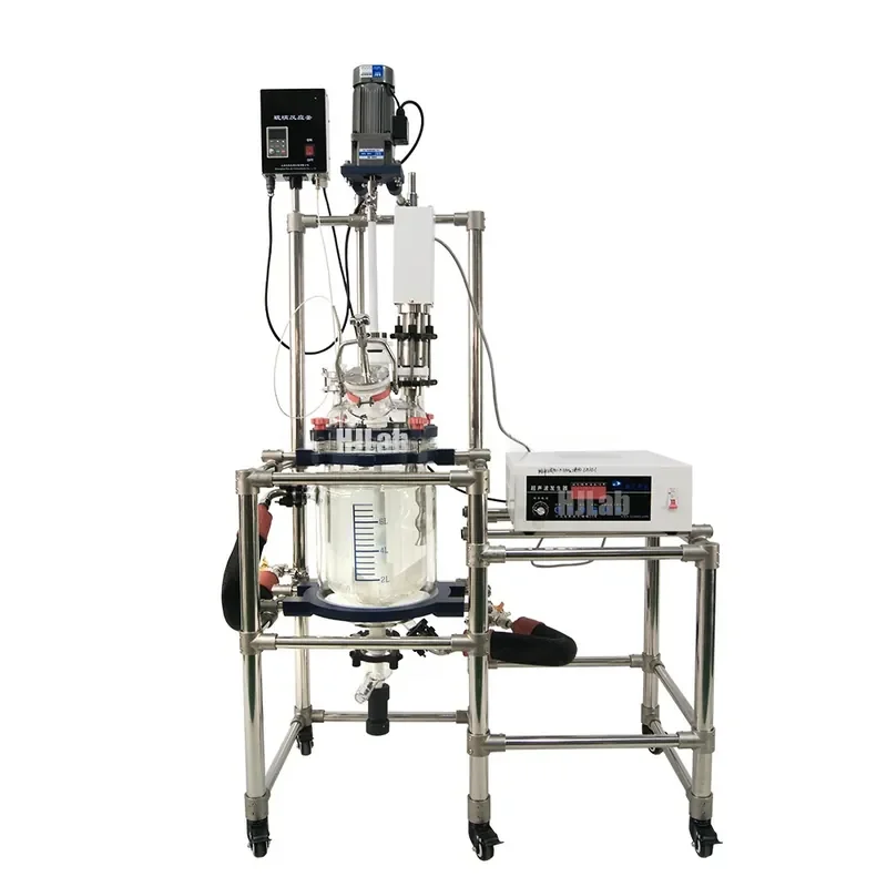 Gold Seller Double Jacketed Glass Reactor with Ultrasonic Dispersion and Magnetic Coupling Stirring Sealing for Chemical