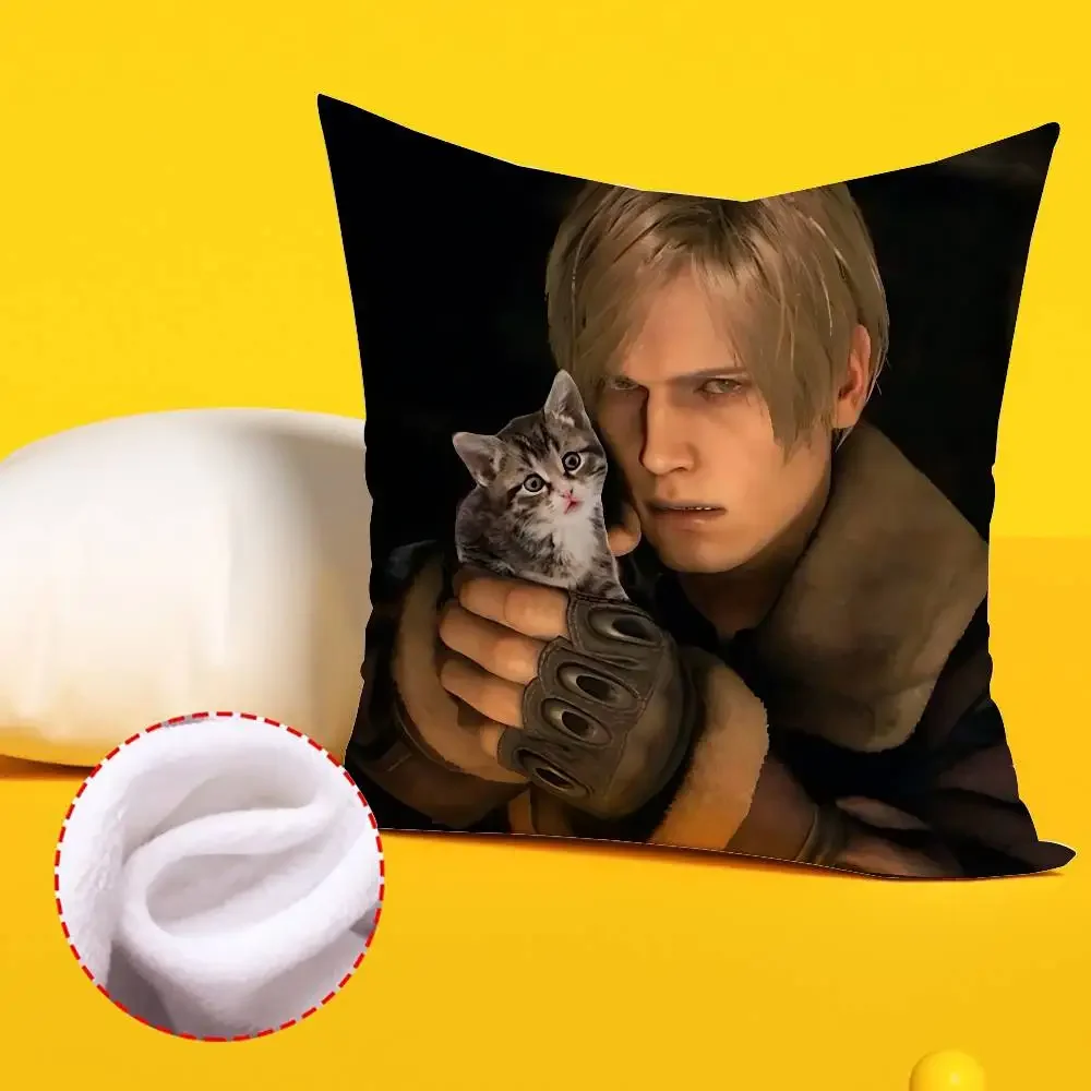 Cute H-Leon Kennedy-S Pillow Case Pattern Printed Pillowcase For Living Room Sofa Cushion Cover & Bedroom Decor