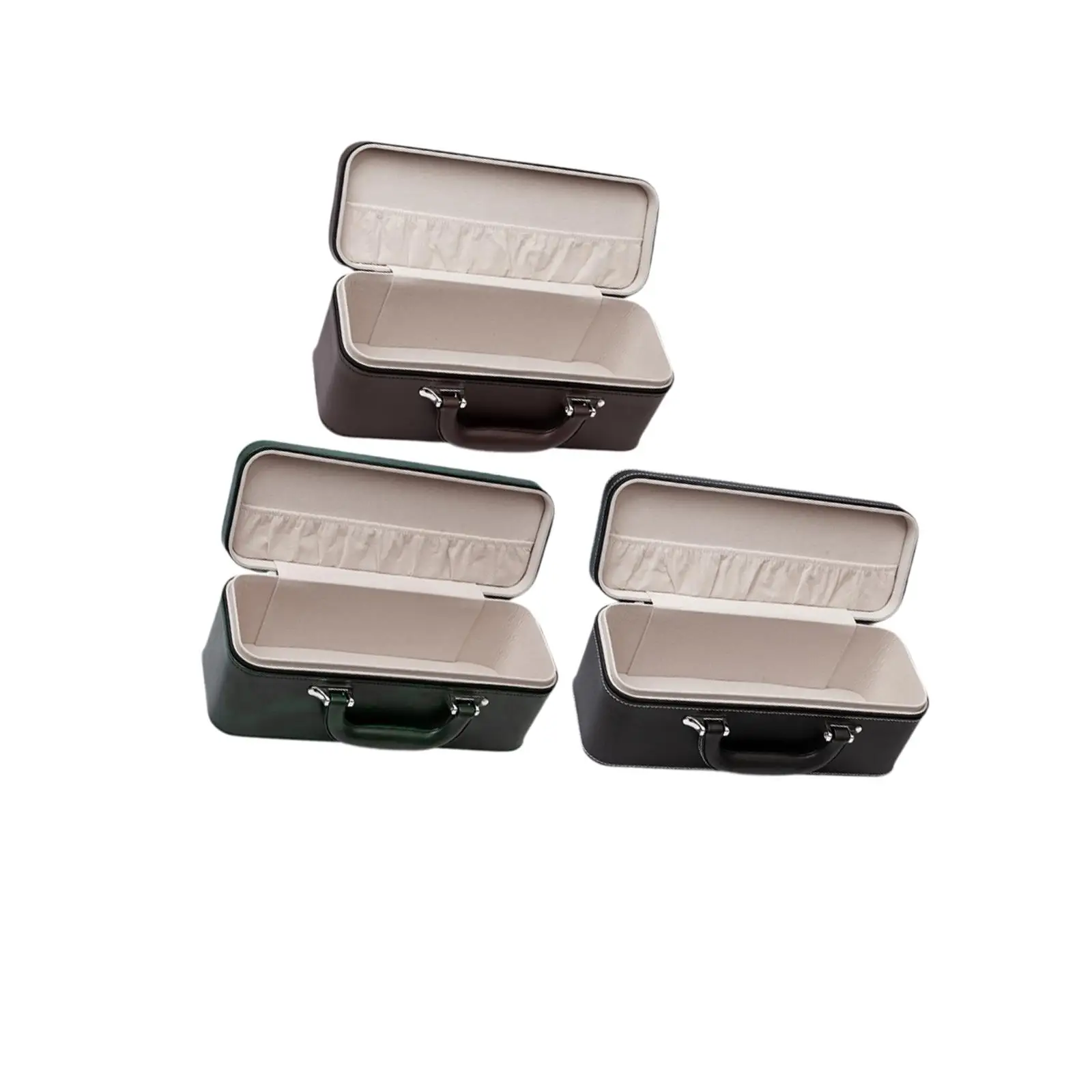 Caja de almacenamiento de joyas, escaparate con asa, cierre de cremallera moderno y espacioso, soporte de exhibición de pulseras de cuero PU para tienda de exposición