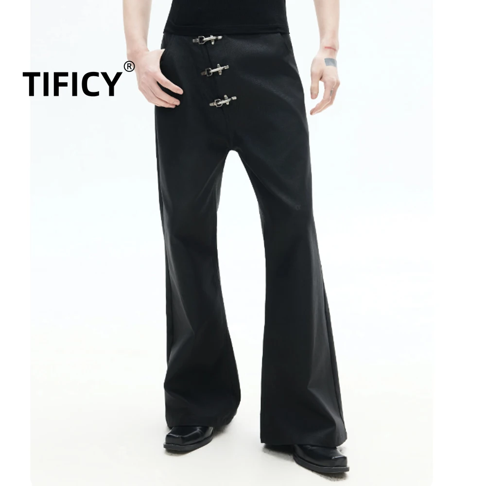 High Street 26SS Heavy Industry Aircraft Buckle Slant Front Micro Pull Pants Brushed Wax Jeans Heavy Duty Casual Pants