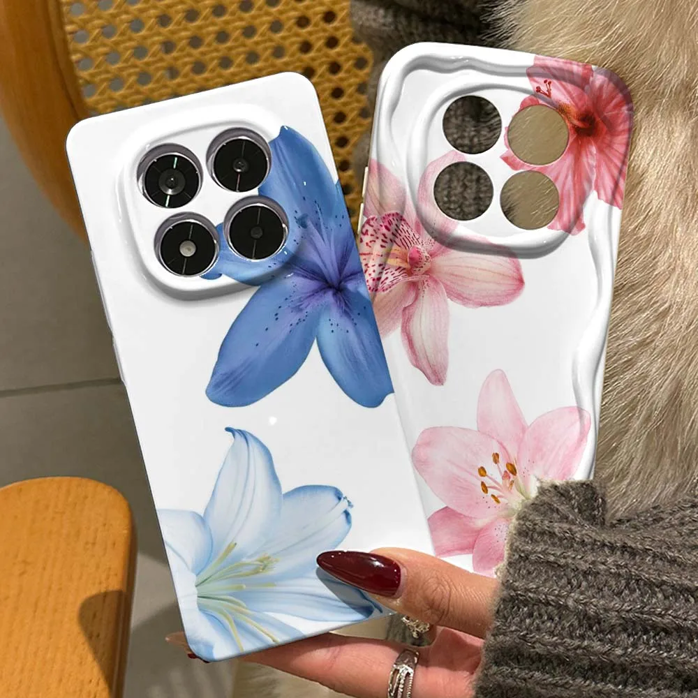 

Blue pink flower design For Redmi Note 15 14 13 12 12S 12T 11 11T 11S 10 10S SE Pro Plus 4G 5G Feilin Wave Oil Shell Cover