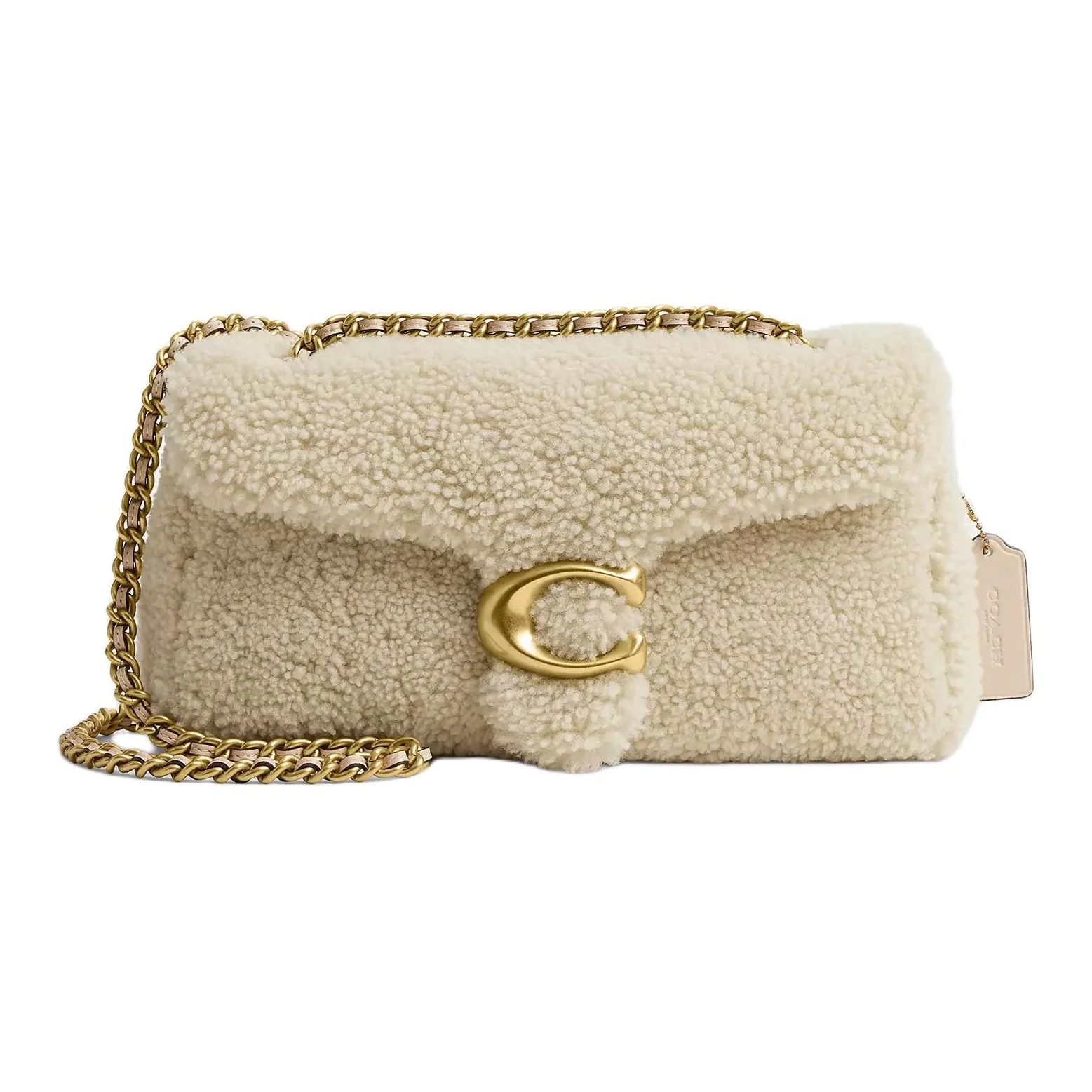 COACH Tabby Shearling With Smooth Leather Crossbody Bag, Shoulder Bag Medium Women's Brass & Bronze CCC10-B4BE