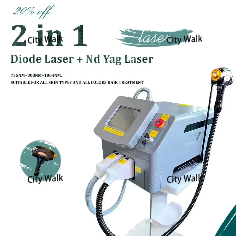 2 in 1 Diode Three Wavelength 755nm 808nm 1064nm Picosecond Nd Yag Machine For Skin Rejuvenation Tattoo Removal