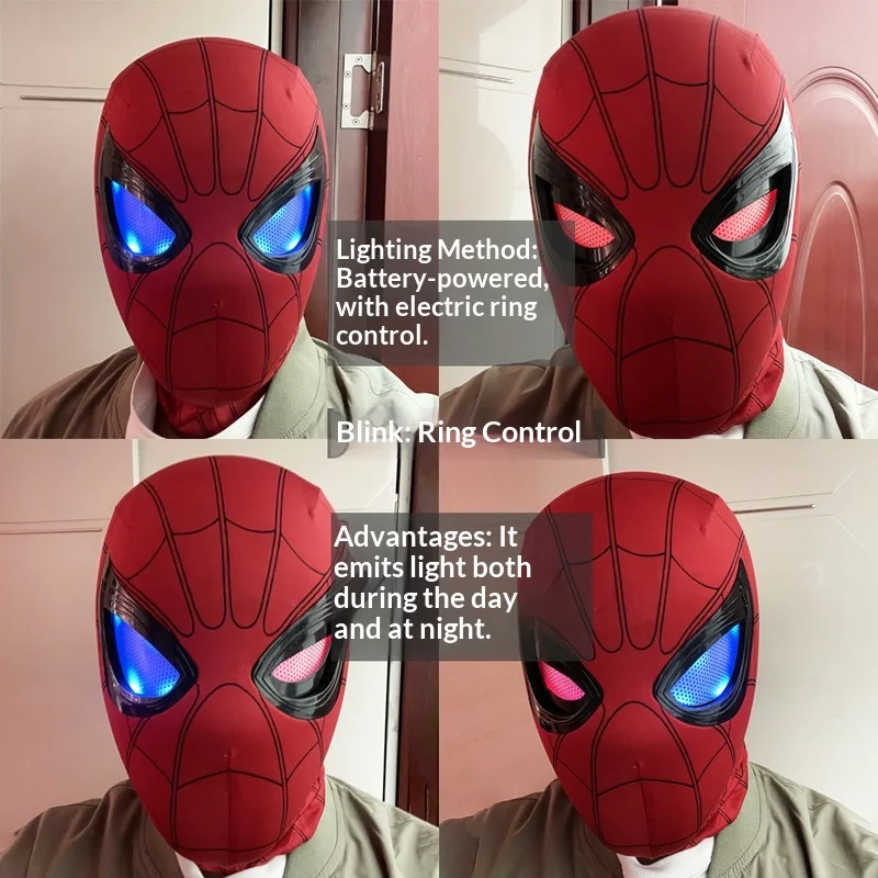 New Spider-Man Mask Manual/Electric Headgear Toys With Remote Control Light Helmet For Halloween Christmas Cosplay Holiday Gifts