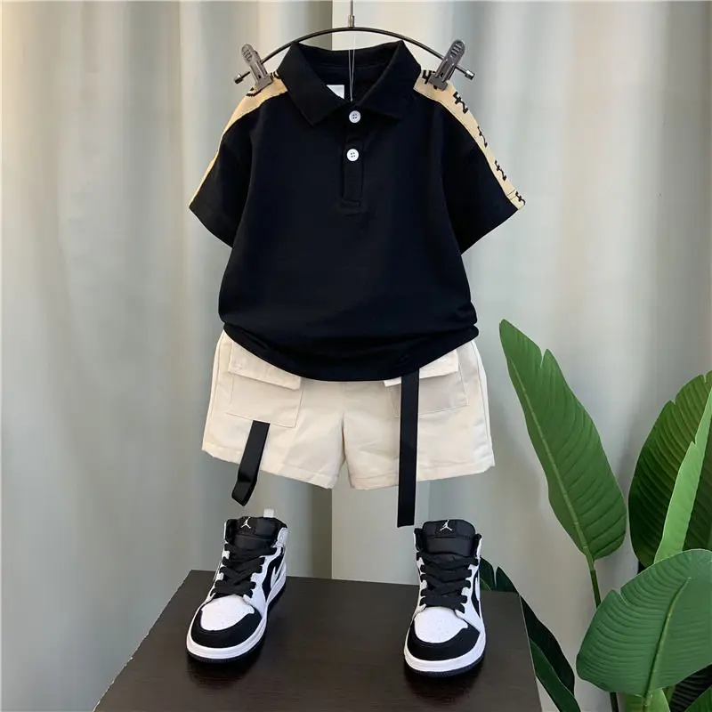 

Boys Summer Suit 2022 New Fashion Baby Summer Polo Shirt Short-Sleeved Clothes Children's Cool Handsome Two-Piece Suit