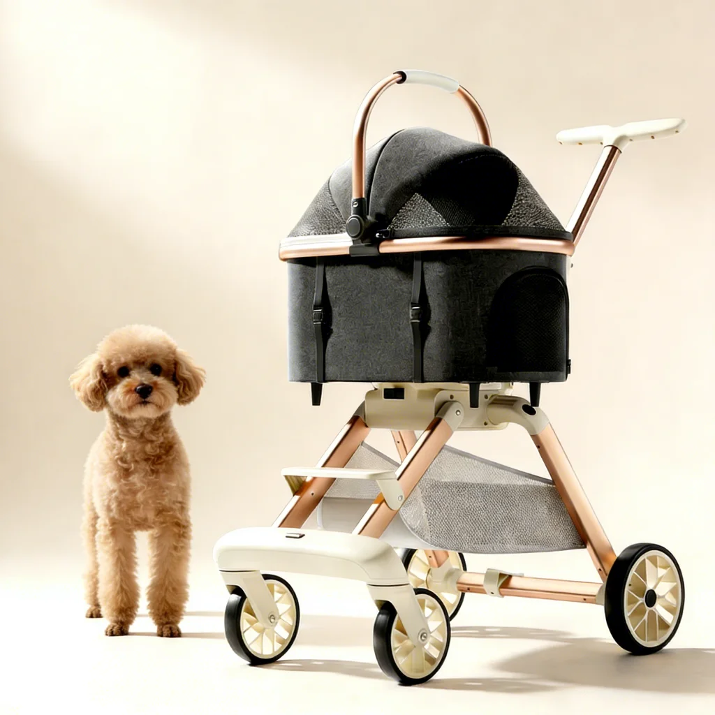 Foldable Pet Stroller: Durable Pet Stroller with Safety Leash Comfortable Ride for Your Furry Friend