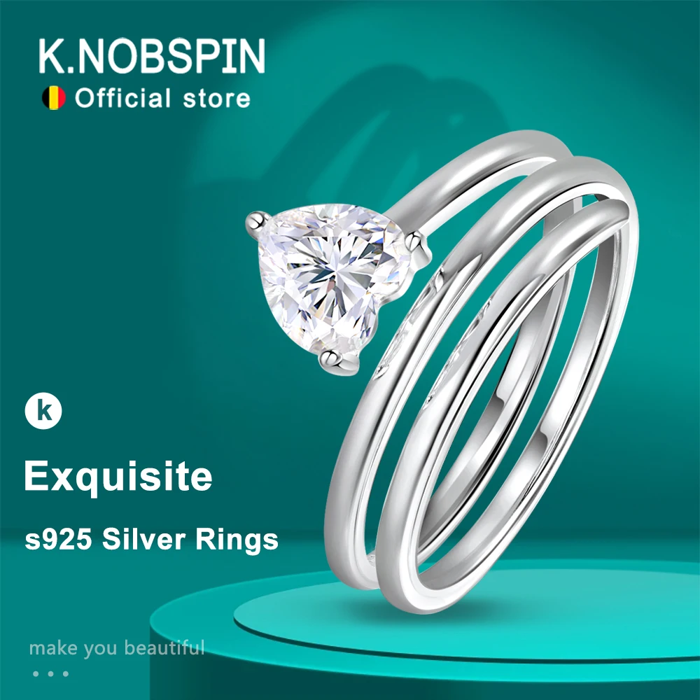 

Обручальные кольца KNOBSPIN с муассанитом 1 карат в форме сердца для женщин, спиральные кольца-обнимашки, парные кольца из стерлингового серебра 925 пробы, подарки для подростков
