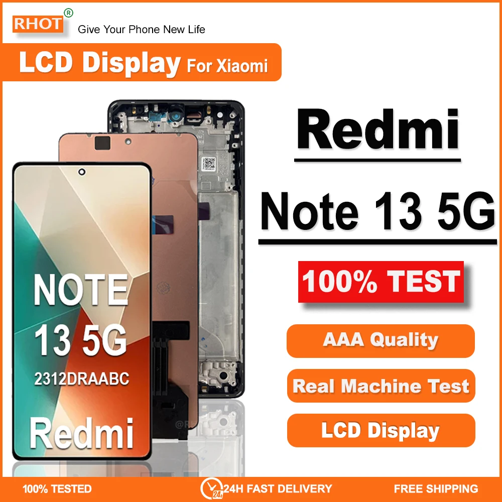 

6.67'' AMOLED LCD For Xiaomi Redmi Note 13 5G LCD For Redmi Note 13 5G LCD 2312DRAABC Display Touch Screen Digitizer Assembly