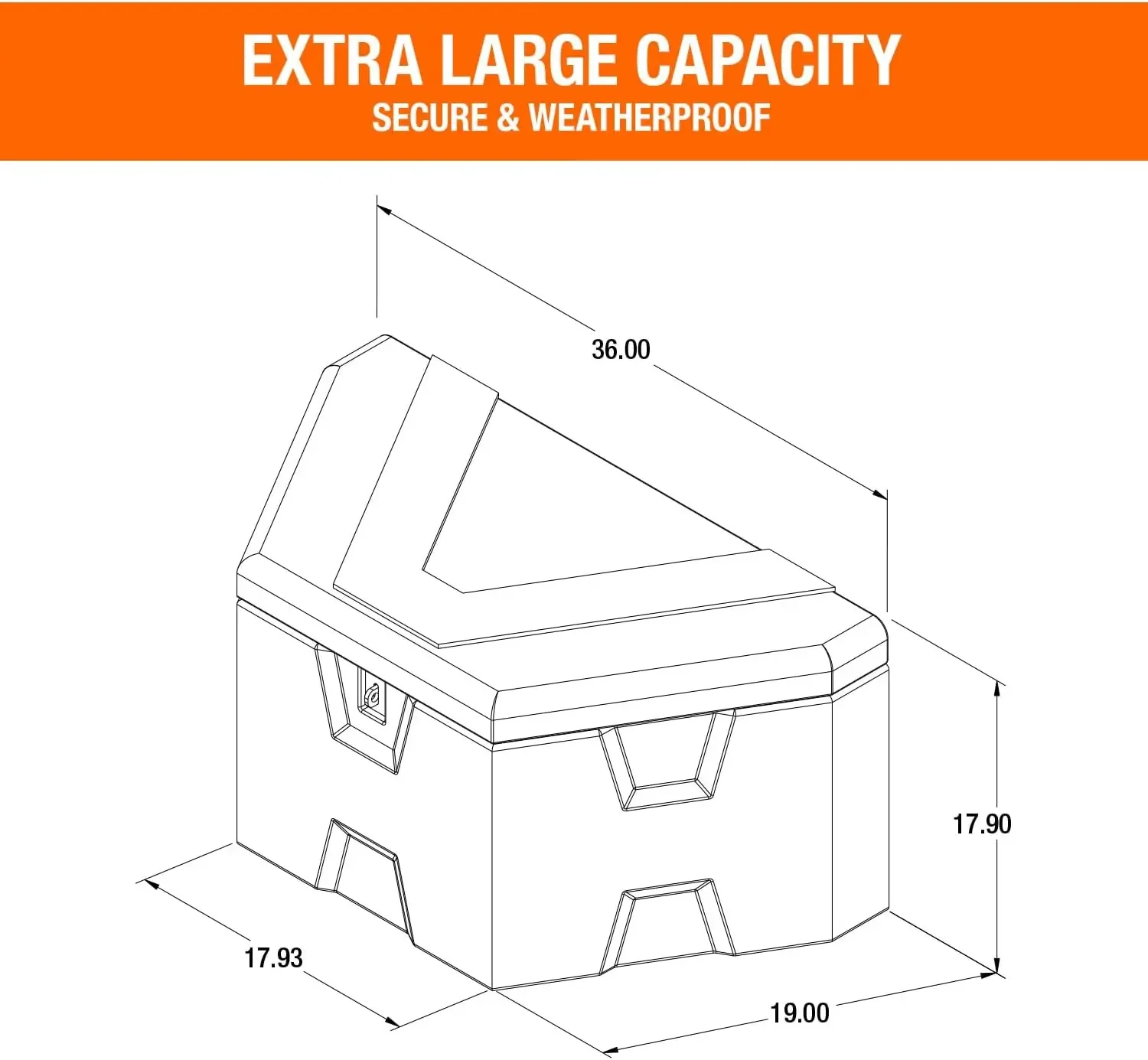 1701680 Black Poly Trailer Tongue Truck Tool Cargo Storage Box,18 x 19 x 36 Inch, Made In The USA, Trailer Tongue Box For Storag