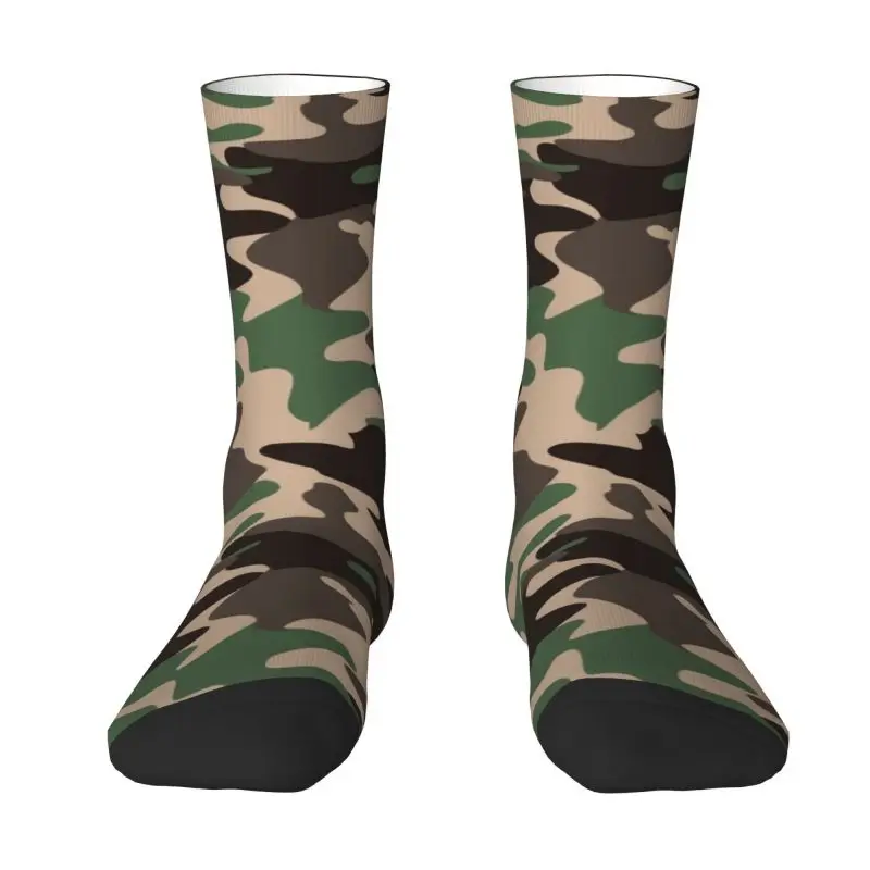 

Funny Camouflage Green Brown Black Socks Women Men Warm 3D Printing Camo Basketball Sports Socks