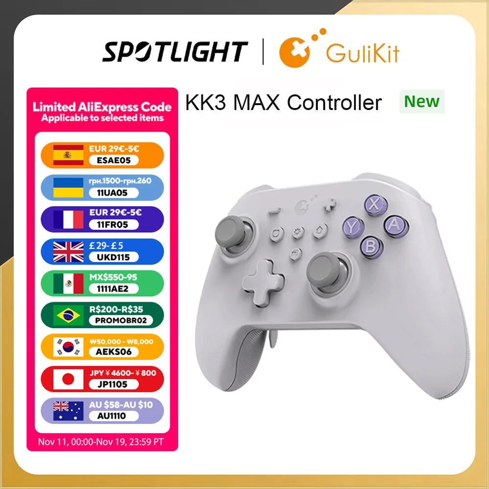 GuliKit KK3 MAX Controller NS39 KingKong 3 Gamepad with Hall Effect Joysticks & Triggers for Windows Nintendo Switch Android iOS