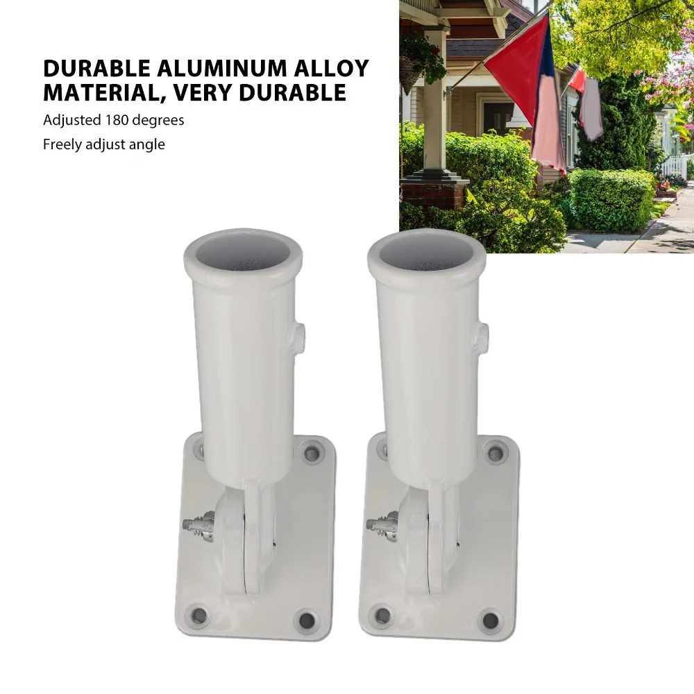 2pcs Adjustable Aluminium Alloy Flag Pole Holder Multi Position Easy Install Flag Pole Mount Flagpole Bracket Flagpole Displays