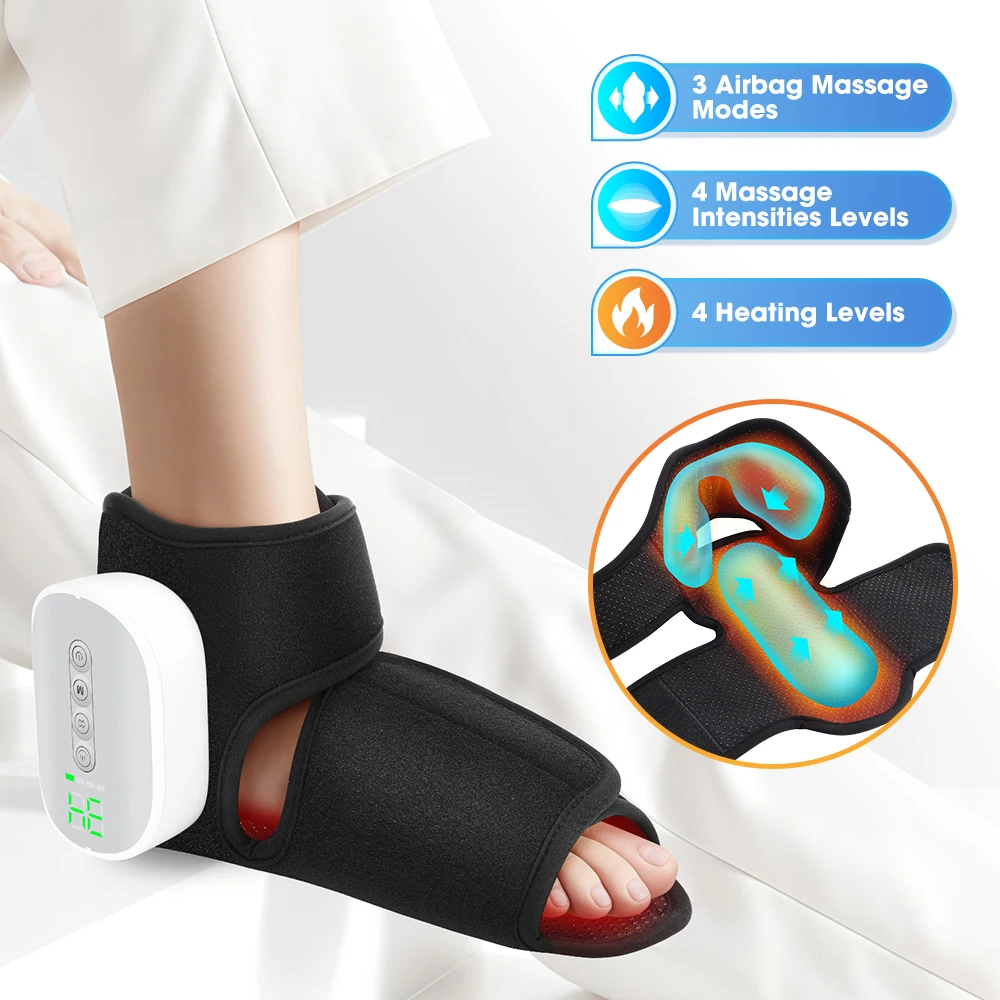 Wireless Air Pressure Ankle Massager,Electric Heating Foot Airbag Compression Massage,Ankle Joint Sole Kneading Muscle Relax