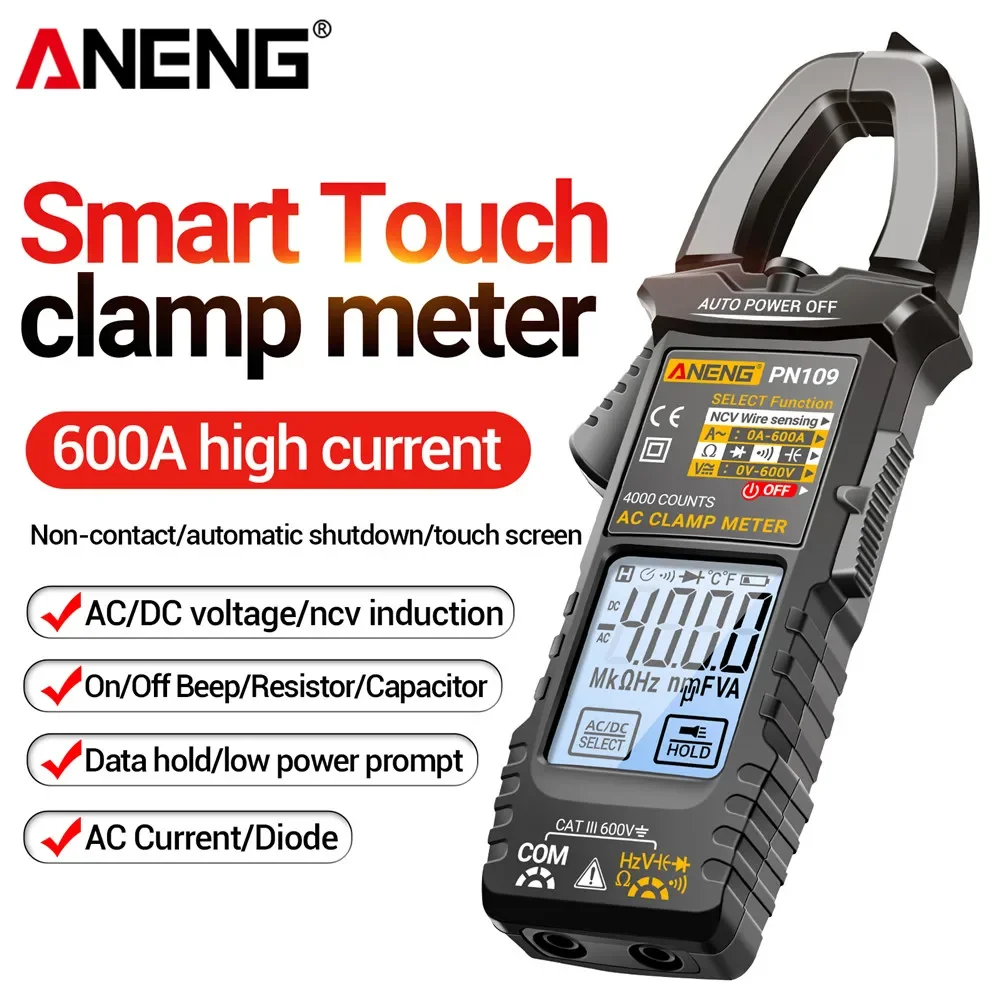 ANENG PN109 Clamp Meter  4000 Count Digital 600A High Current NCV Professional Smart Induction Non-contact Measurement Tools