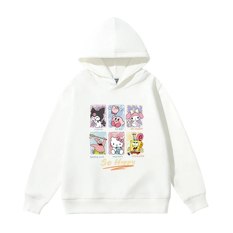 

Cartoon Trendy Girls Sweatshirt 2025 New Hello Kitty Hooded Children's Fashionable and Stylish Kuromi Women's Tops Clothes