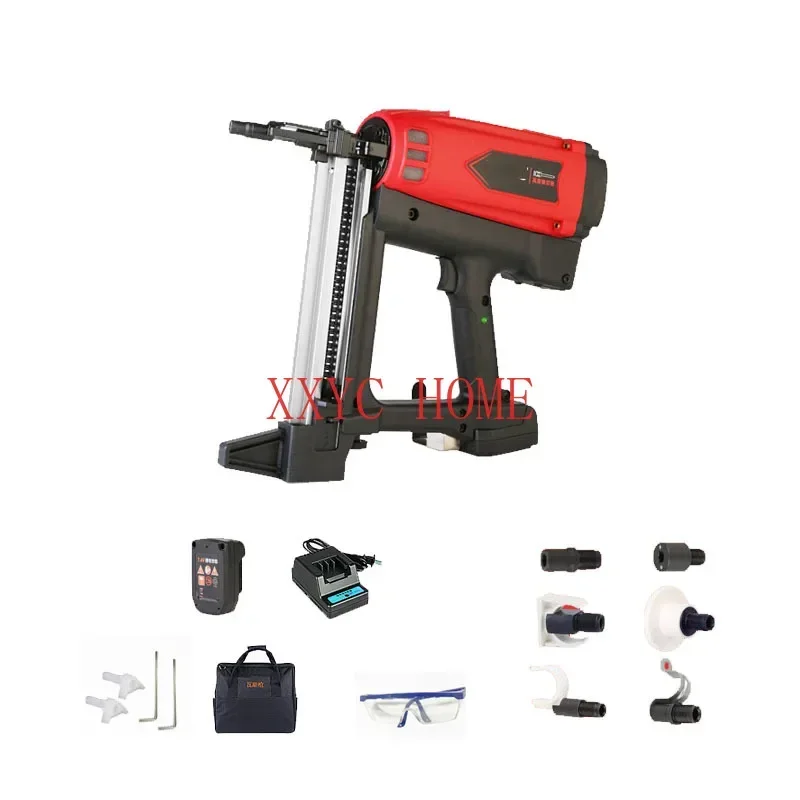 Pneumatic Nail Gun Lithium Battery Gas Nail Gun Steel Air Stapler Pneumatic Tools For Frame And Trunking With 6 Nozzles