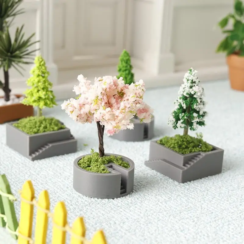 Simulated Christmas Tree Cherry Blossom Tree Pine Tree Potted Plants Model Dollhouse Scene Decoration Micro Landscape Ornament