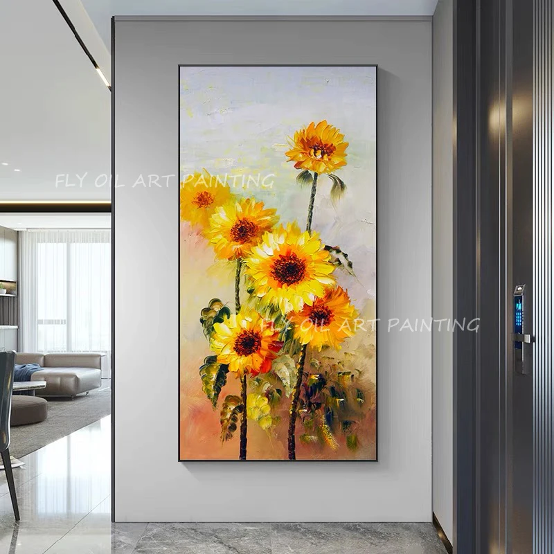 

Home Decoration Sunflower Oil Painting Hand-painted Canvas 100% Handmade Modern Abstract Paintings Wall Art Decor For Office