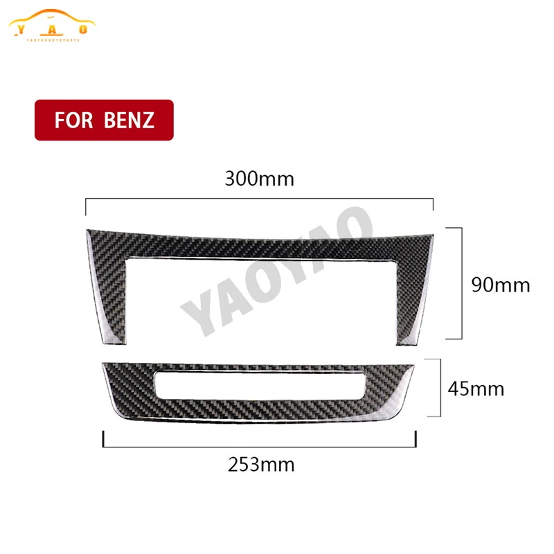 Carbon Fiber Car Center Control Air Condition Panel Audio Frame Cover Sticker For Mercedes Benz C Class W204 2010 2011 2012 2013