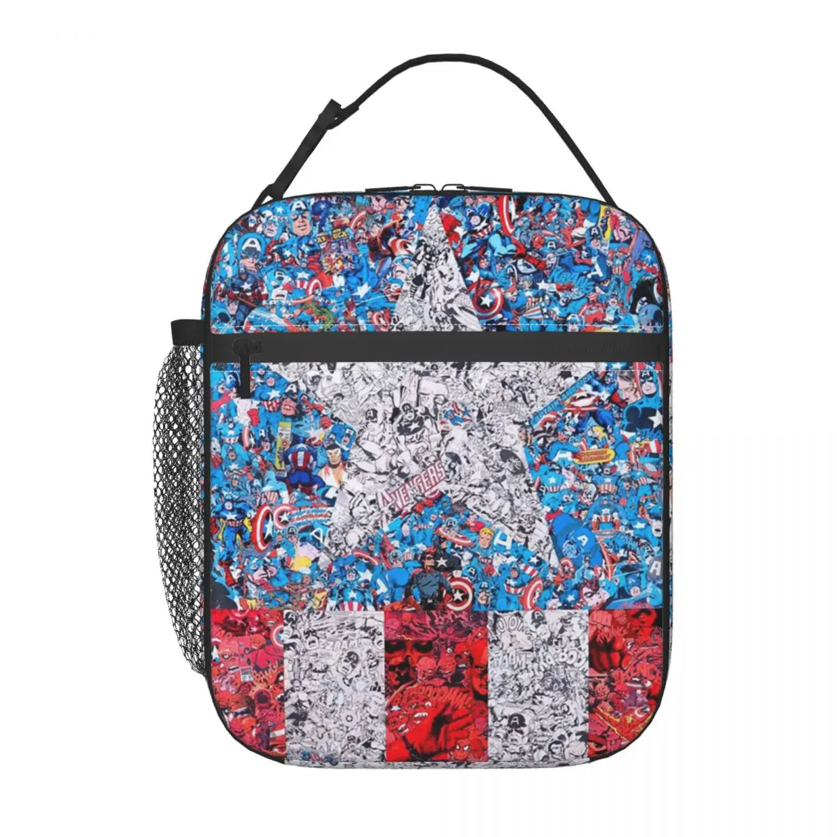 

Custom Captain America Graphic Lunch Bag for Women Cooler Thermal Insulated Bento Box Beach Camping Travel Leakproof Tote Bags
