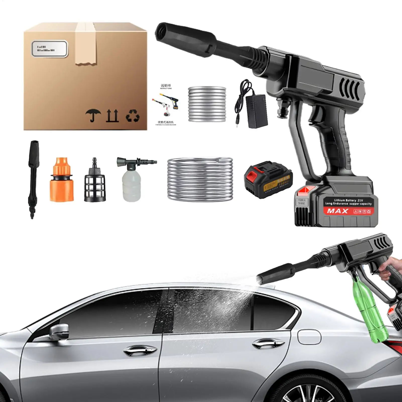 

Cordless Power Washer Portable Cordless Rechargeable Pressure Washer Electric Cleaning Sprayer Rechargeable Car Wash Machine For
