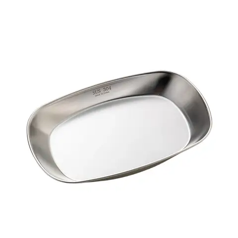 304 Stainless Steel Home Fruit Tray Fall Resistant Rectangle Plate Reflective Electrolytic Surface Kitchen Platter for Barbecue