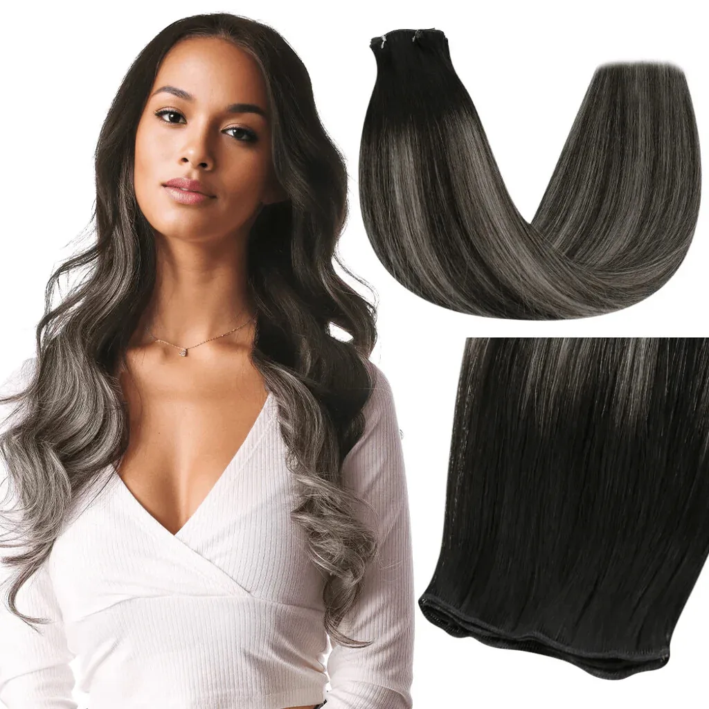 Volledige Glans Genius Inslag Hair Extensions Zijdeachtig Recht Maagdelijk Menselijk Haar Inslag Extensions Naaien in Hair Extensions Haarbundels 25G