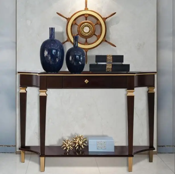 American rural solid wood entrance table Neoclassical Chinese entrance table Small apartment light luxury foyer decorative strip