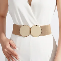 2026 High Quality Ladies Fashion Elastic Wide Belt Coat Dress Round Buckle Corset Belts for Women Luxury Designer Waist Belt