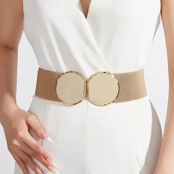 女性用の伸縮性ウエストベルト,高品質,ラウンドバックル,コートとドレス用,高級デザイナー,女性用ウエストベルト,ファッション,2024