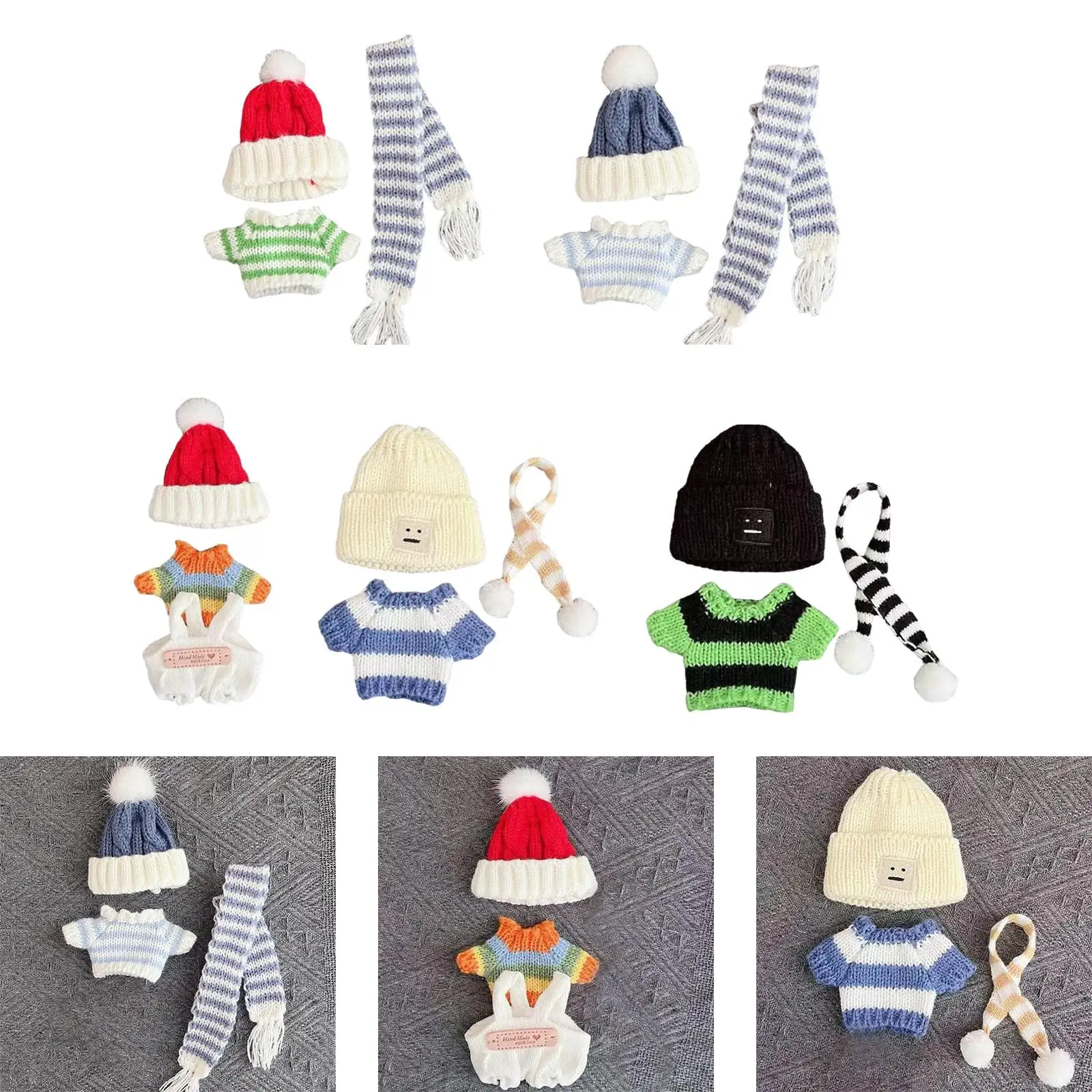 Doll Sweater Clothes Set,Cute Doll Clothes Suit,Christmas Birthday Gift,Hat Doll Outifits,Girl Doll Clothes for Pendant Doll