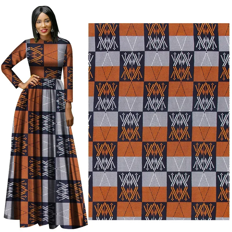 Tela africana con estampado de cera Real, Material de algodón Ankara de alta calidad, vestido de patio, 6 yardas, 2024