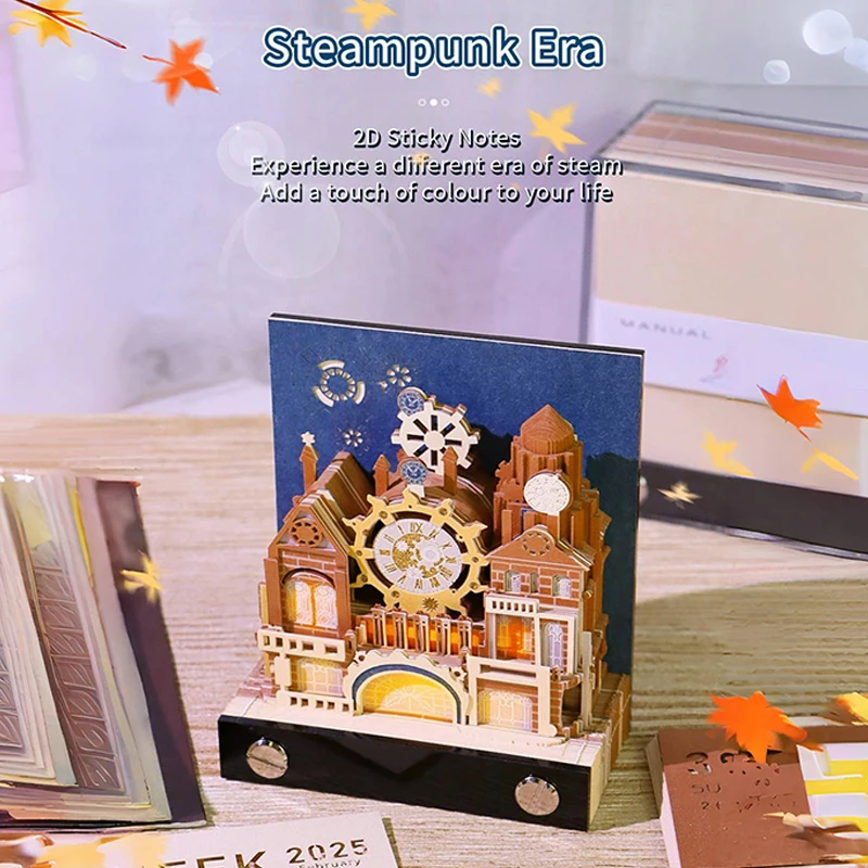 

Desk Calendar With LED Lights 2025 Calendar Memo Pad Creative Desk Calendar DIY Notes Notepad 3D Art Calendar Paper Carving Gift