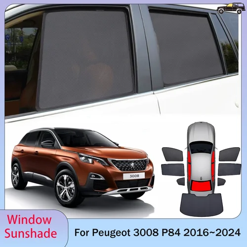 Para Peugeot 3008 P84 2016 ~ 2024 2017 2018 2019 2020 2021 2022 2023 parasol de privacidad de malla magnética para coche ventana lateral accesorios de protección solar UV